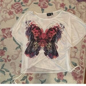 ONLY Women's White Butterfly Top